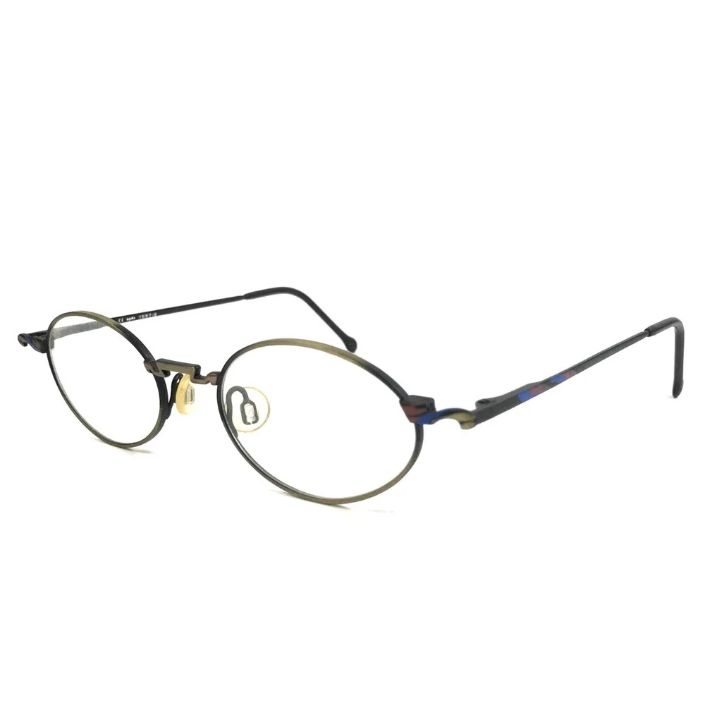 Vintage Opdo Eyeglasses Frames 1557-2 Blue Antique Gold Modern MCM 47-20-140
